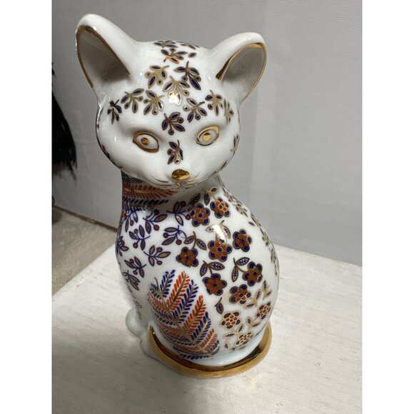 Japanese Imari Neko Cat Figurine Handpainted Vintage Porcelain - Picture 2 of 8